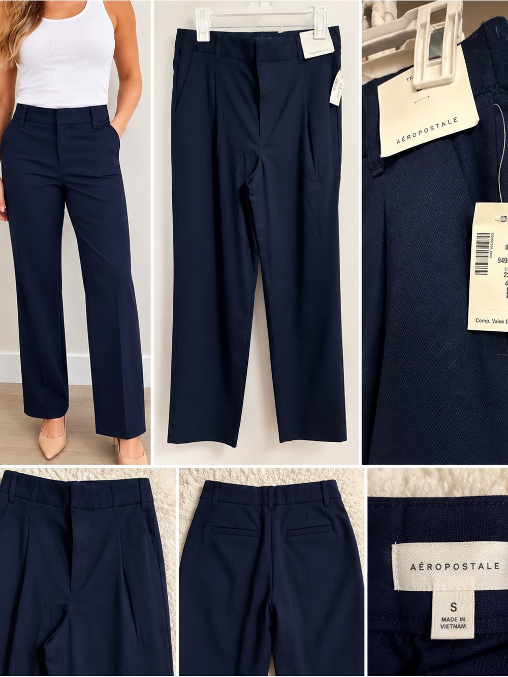 Aeropostale Navy Straight-Leg Trousers